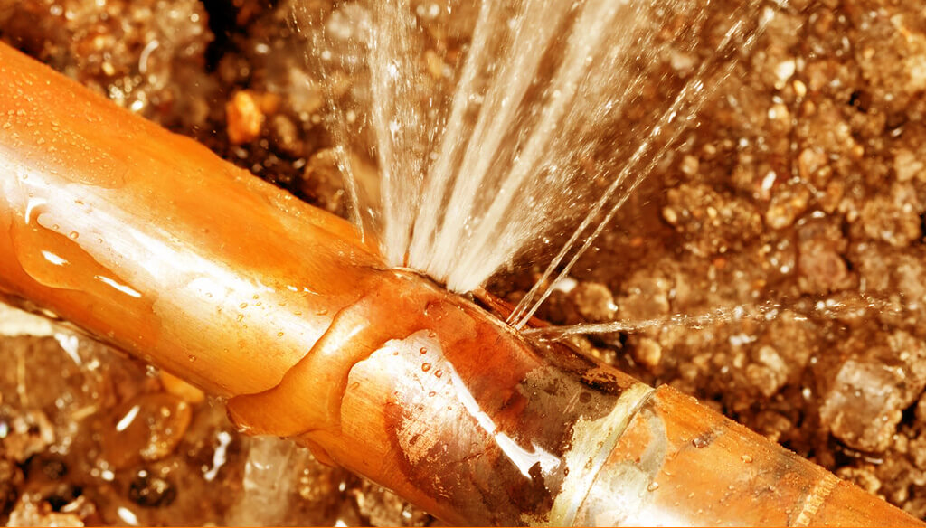 Une fuite dans une entrée d'eau